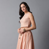 Sleeveless Boat Neck Blouse - Buta Print