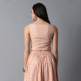 Sleeveless Boat Neck Blouse - Buta Print
