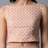 Sleeveless Boat Neck Blouse - Buta Print