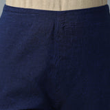Long Centre Yoke Cotton Kurta & Plain Navy Pants Set