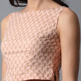 Sleeveless Boat Neck Blouse - Buta Print
