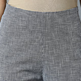 S/L A-line Embro Checks Kurta and striper Pants Set