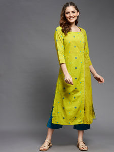 Side Overlap Square Neck Mangalgiri Kurta