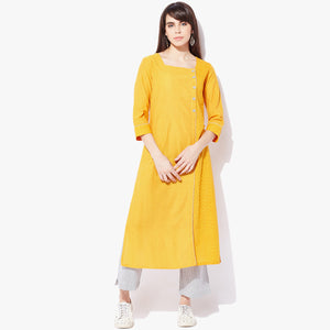 Side Placket Big Button Mangalgiri Dobby Kurta - Indian Dobby