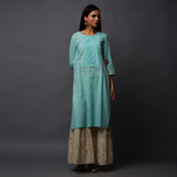 Schiffli Yoke with Sequins & Gota work Long Kurta