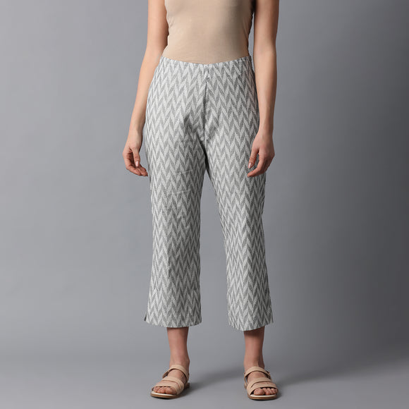 Back elasticated Straight Pants - Jacquard