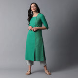 Side Overlap Big Button Mangalgiri Kurta & Pant Set