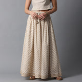 Gota Cut & Sew Bodice Gold Print Ivory Kurta & Skirt Set