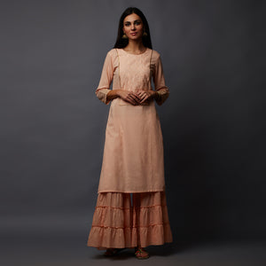 Schiffli Yoke with Sequins & Gota work Long Kurta