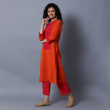 Straight Kurta with Long Centre Yoke - Thin Stripes