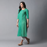 Side Overlap Big Button Mangalgiri Kurta & Pant Set