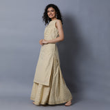 Cut & Sew Panel with Gota Bodice Gold Print Straight Kurta