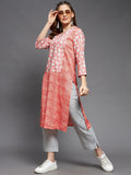 Long Yoke Printed Rayon Kurta