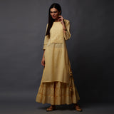 Tiered Palazzo & Schiffli Yoke Kurta Set