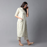 Handblock Printed Front Pockets Kurta and Pants Set