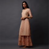 Schiffli Yoke with Sequins & Gota work Long Kurta