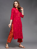 Slant Placket South Cotton Kurta & Pants Set