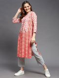 Long Yoke Printed Rayon Kurta