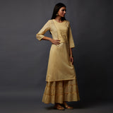 Schiffli Yoke with Sequins & Gota work Long Kurta