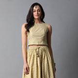 Gold Buta Print Skirt and Gold Striper Print Blouse Set