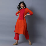 Straight Kurta with Long Centre Yoke Kurta and Pant Set