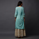 Schiffli Yoke with Sequins & Gota work Long Kurta