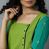 Square Neck Buta Sleeve & Border Side Placket Kurta