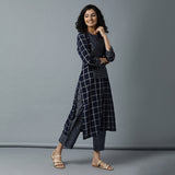 Back elasticated Straight Pants - Small Checks