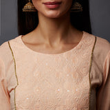 Schiffli Yoke with Sequins & Gota work Long Kurta