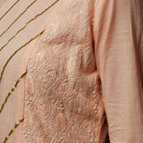 Diagonal Gota Work Schiffli Cotton Slub Kurta