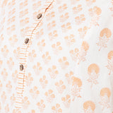 Band Collar Long Handblock Print Flex Kurta - Indian Dobby