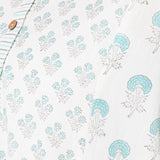 Band Collar Long Handblock Print Flex Kurta - Indian Dobby