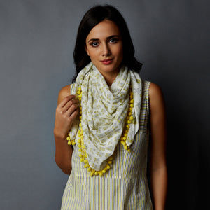 Handblock Printed Tassels Scarf