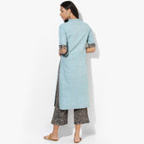 Front Open Cotton Kurta with Kalamkari Pants