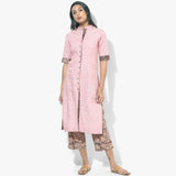 Front Open Cotton Kurta with Kalamkari Pants