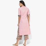 Front Open Cotton Kurta with Kalamkari Pants