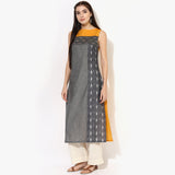 S/l Boat Neck Ikat Kurta - Indian Dobby