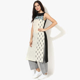 S/l Boat Neck Ikat Kurta - Indian Dobby