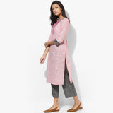 Shoulder Eyelet Khadi Straight Kurta - Indian Dobby