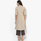 Band Collar A-line Plain Kurta with Dabu Pants
