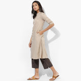 Band Collar A-line Plain Kurta with Dabu Pants