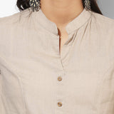 Band Collar A-line Plain Kurta with Dabu Pants