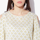 HandBlock Printed Cold Shoulder Top