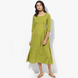 Knife Pleats Mangalgiri Dobby Maxi Dress - Indian Dobby