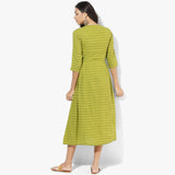 Knife Pleats Mangalgiri Dobby Maxi Dress - Indian Dobby