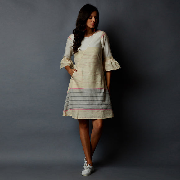 Pleated Bell Sleeve Dress