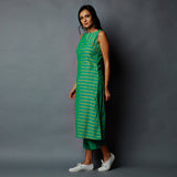 Sleeveless Striper Single Slit Kurta