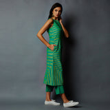 Sleeveless Striper Single Slit Kurta