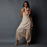 Handblock Printed Tunic, Harem Pants & Scarf Set