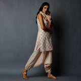 Handblock Printed Tunic, Harem Pants & Scarf Set